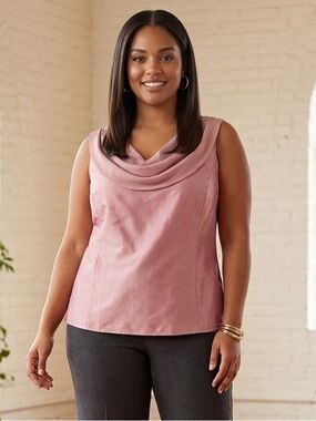 Michaelangelo Dusty Rose Sleeveless Cowl Neck Top